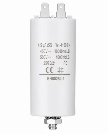 Condensador de arranque para motor electrico 450 VAC 4.5 uF Blanco
