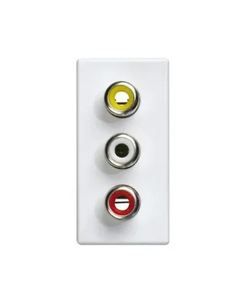 Conector 3x RCA medio elemento Simon 27 Play Blanco