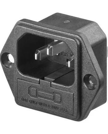 Conector alimentacion C14 AC con fusible macho Negro 6.3 A