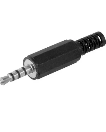 Conector audio jack 4 pines macho 3.5 mm estereo Negro