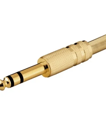 Conector audio jack 6.35 mm estereo Dorado