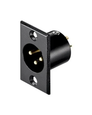 Conector chasis microfono XLR 3 pin macho Negro