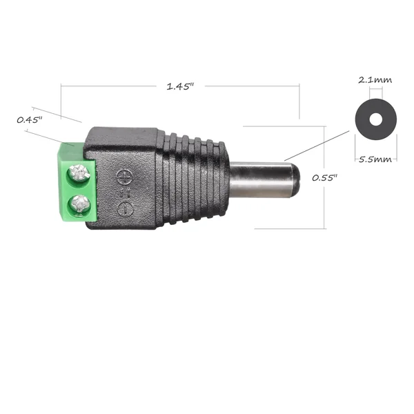 Conector DC macho 5.5x2.1mm Negro