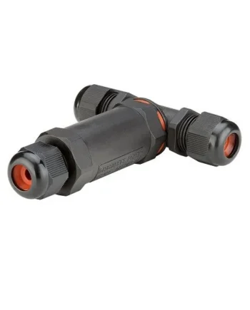 Conector de Cable Estanco 3 Contactos Tipo T IP68 Negro