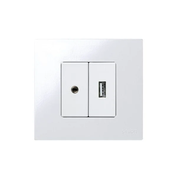 Conector mini jack 3.5mm medio elemento Simon 27 Play Blanco