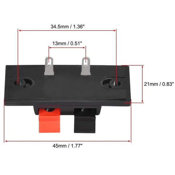 Conjunto de 2 bornes para altavoz rectangular Negro