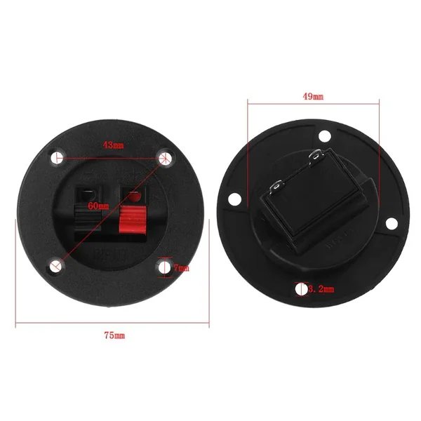 Conjunto de 2 bornes para altavoz redondo Negro