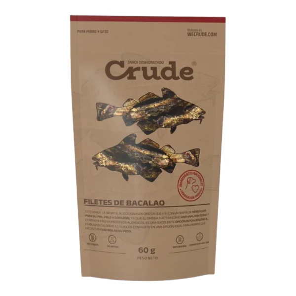 Crude Filetes de Bacalao Deshidratados para Perros y Gatos — Snack Natural