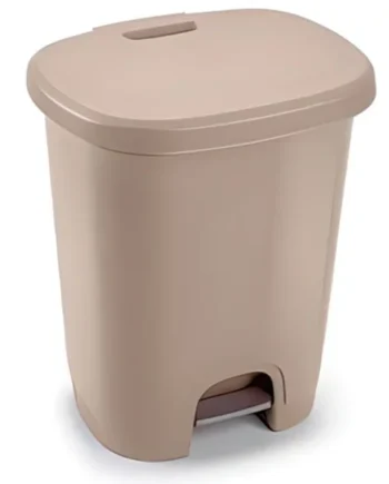 Cubo Basura Plástico Apertura Pedal Moderno 27 Litros Beige