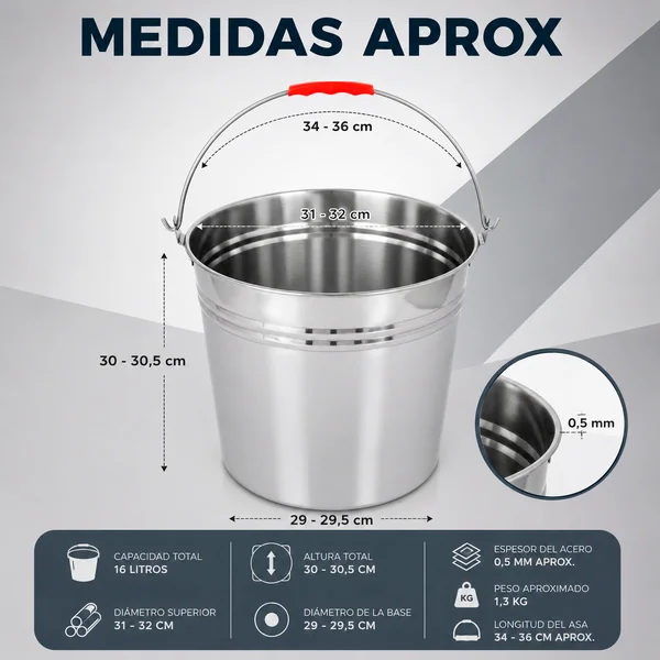 Cubo de Acero Galvanizado con Asa 16L