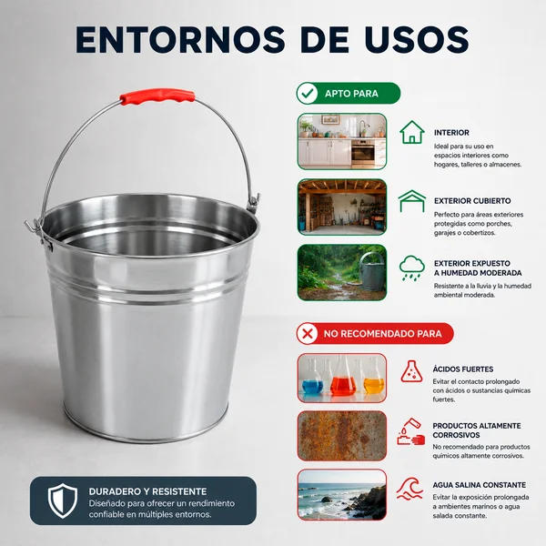 Cubo de Acero Galvanizado con Asa 16L