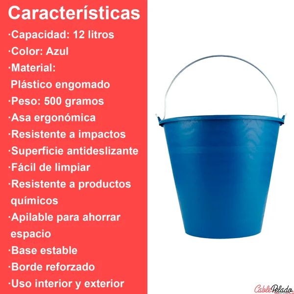 Cubo Engomado Plástico 12 Litros Azul