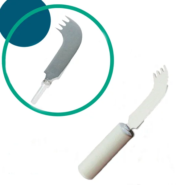 Cuchillo tenedor para personas con necesidades especiales