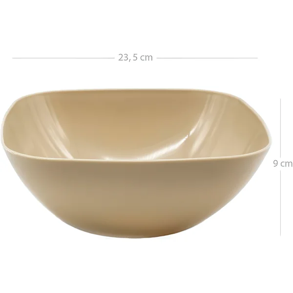 Cuenco de plastico cuadrado para comida Bol 2.7 Litros Marron