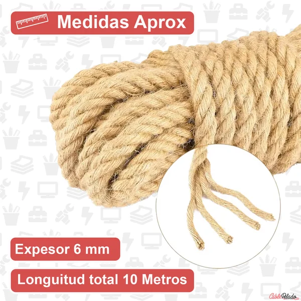 Cuerda Fibra Natural 6mm 10 m Beige