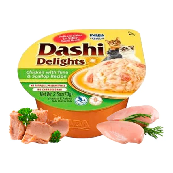 Dashi Pollo, Atún y Vieiras para Gatos