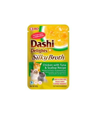 Dashi Silky Broth Pollo Atún y Vieiras Gato
