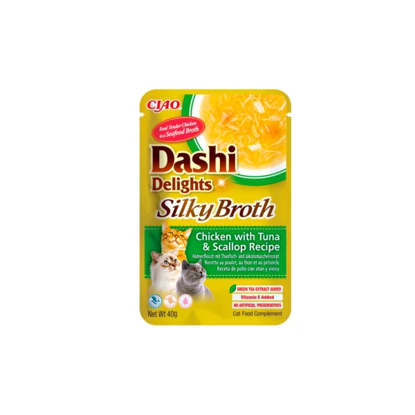 Dashi Silky Broth Pollo Atún y Vieiras Gato