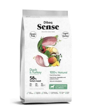 Dibaq Sense Grain Free Light & Senior Pato y Pavo — Pienso Holístico para Perros Senior