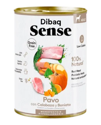 Dibaq Sense Pavo y Calabaza 380g — Comida Húmeda Monoproteica Sin Pollo para Perros