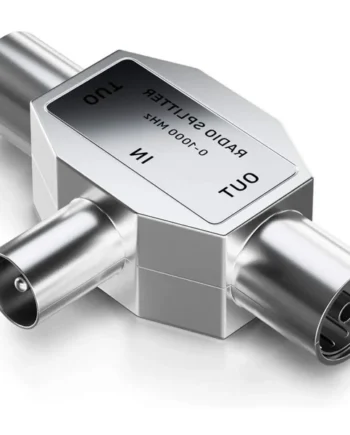 Divisor coaxial en T macho Gris
