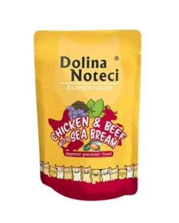 Dolina Noteci Superfood - Pouch gato de pollo, ternera y besugo