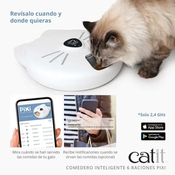 Ecológico y sin esfuerzo: El Catit Comedero Inteligente Pixi 6 Raciones de Gatospetshop.com limpia con facilidad en le Valencia España.