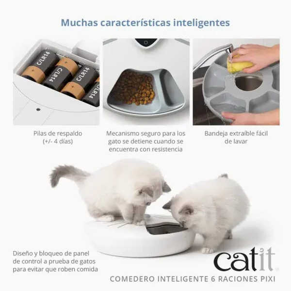 Ecológico y sin esfuerzo: El Catit Comedero Inteligente Pixi 6 Raciones de Gatospetshop.com limpia con facilidad en le Valencia España.