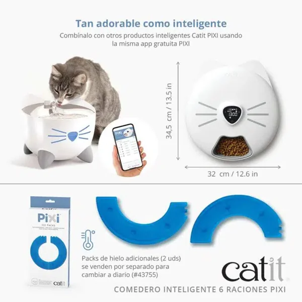 Ecológico y sin esfuerzo: El Catit Comedero Inteligente Pixi 6 Raciones de Gatospetshop.com limpia con facilidad en le Valencia España.