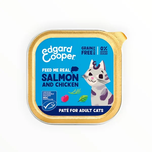 Edgard & Cooper Tarrina Paté de Salmón y Pollo para Gatos Adultos — Sin Cereales