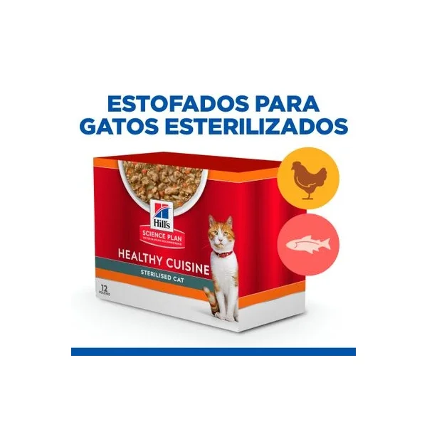 Edición limitada Hill's Science Plan Hill's Adult Sterilised Healthy Cuisine Con Pollo Y Salmón Para Gatos: Calidad superior que vale la inversión.