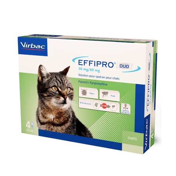 Effipro Duo gatos 4 Pipetas antiparasitarias Spot On