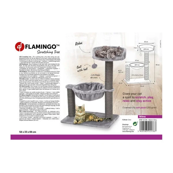 Elegante y sostenible: compra la colección Flamingo Wilma Árbol Rascador Gris Para Gatos España.