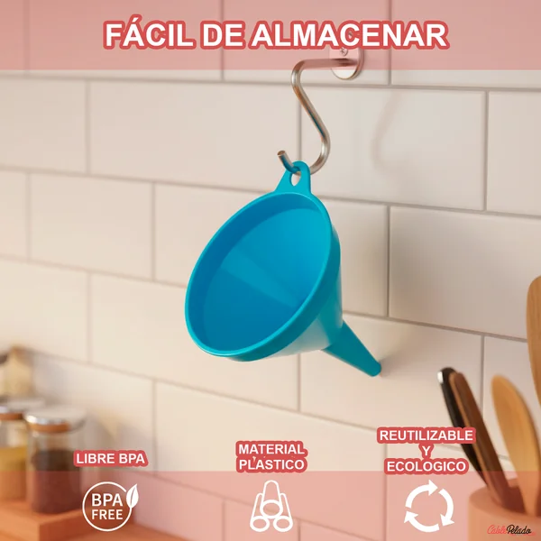 Embudo de plastico 8 cm Azul