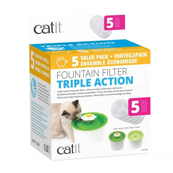Envío gratuito en pedidos de Catit Filtro De Triple Acción Para Fuentes, 12 Uds - Solo en Productos Para Gatos en le España.