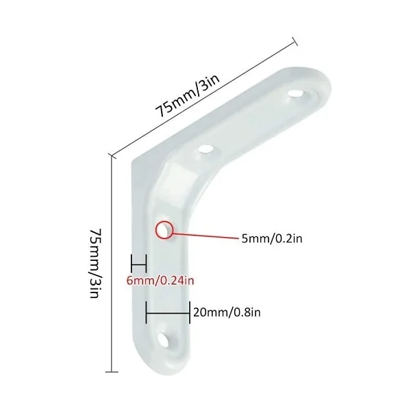 Escuadra de angulo metalica (2 uds) 75x75 mm Blanco