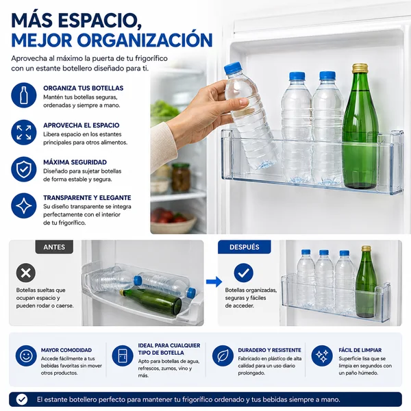 Estante Botellero Frigorífico Compatible Con Bosch 00744473 Transparente