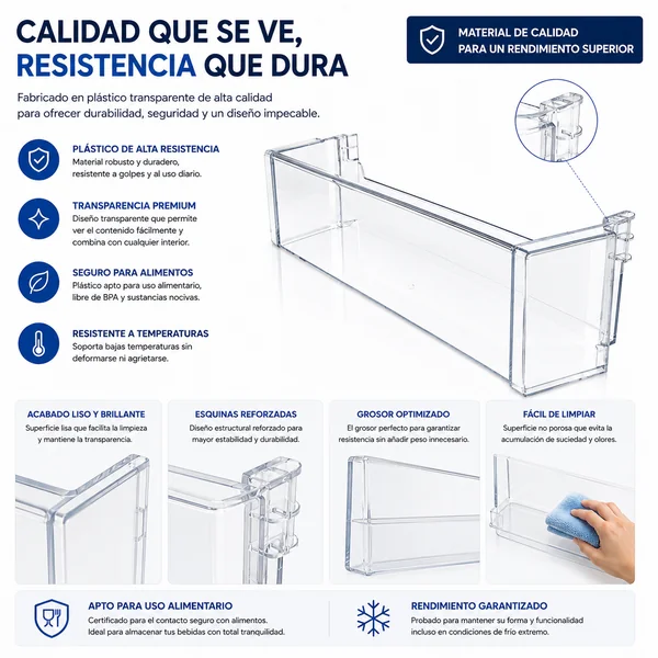 Estante Botellero Frigorífico Compatible Con Bosch 00744473 Transparente