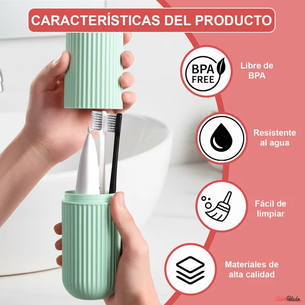 Estuche Portátil Para Cepillo y Pasta De Dientes Verde claro