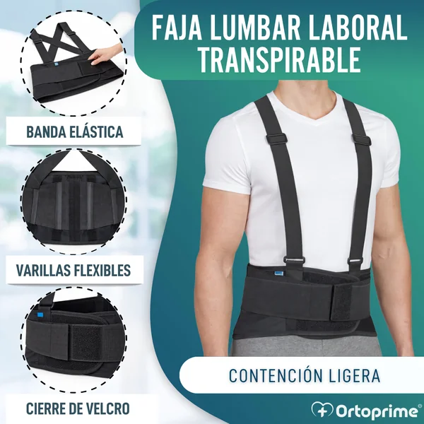 Faja Laboral Lumbosacrosa con Tirantes | Órtesis Ajustable