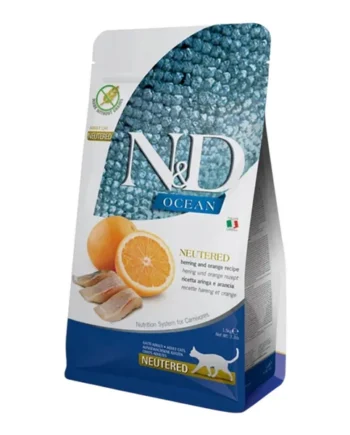 Farmina N&D Ocean Arenque y Naranja Esterilizado para Gatos — Sin Cereales