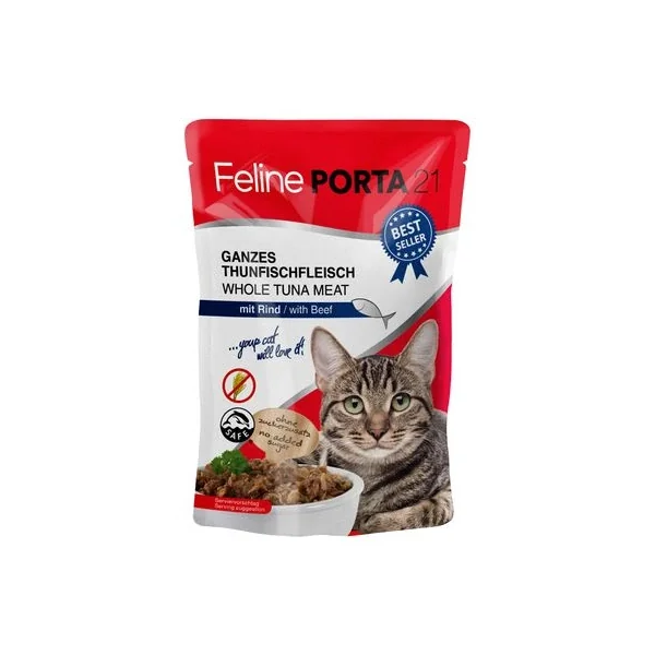 Feline Porta 21 En Bolsitas 24 X 100 G duradero y fácil de lavar: una elección inteligente de Productos Para Gatos en le Bilbao España.