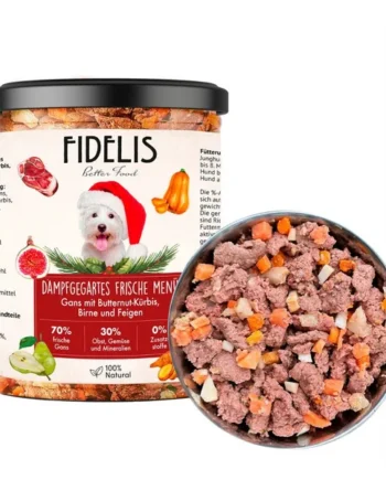 Fidelis-Menú cocinado en tarro de Ganso con calabaza, pera e higos
