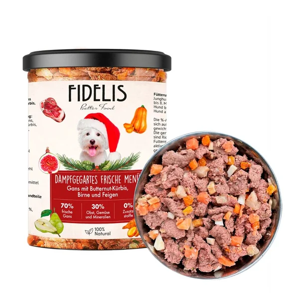 Fidelis-Menú cocinado en tarro de Ganso con calabaza, pera e higos
