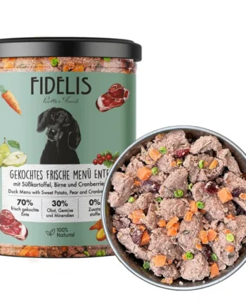 Fidelis-Menú cocinado en tarro de pato con boniato y pera
