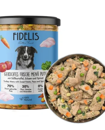 Fidelis-Menú cocinado en tarro de pavo con boniato y espinacas