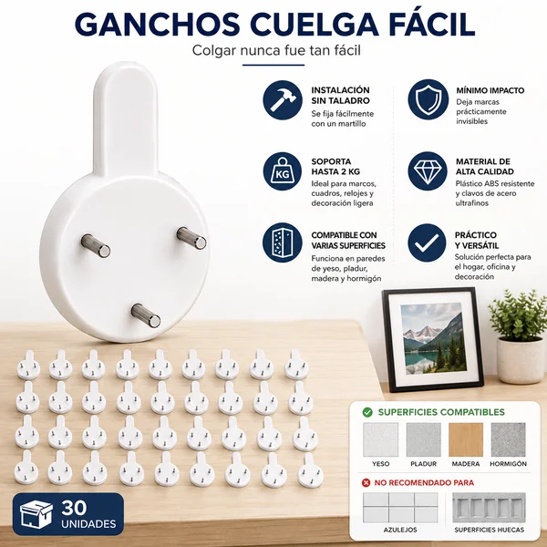 Fija Cuadros sin agujeros - Lote 30uds Blanco