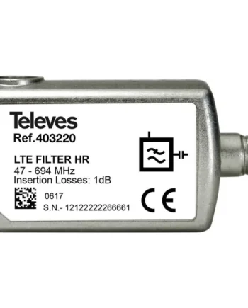 Filtro LTE 5G Interior con Corte en Canal 48 Conector F Plateado