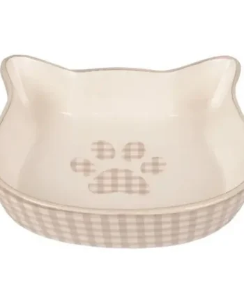 Flamingo Comedero Ceramica Gato Mylo Beige-Blanco 220 ml 12,5 cm