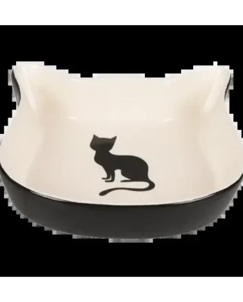 Flamingo Comedero Ceramica Gato Nala Negro-Blanco 220 ml 12,5 cm